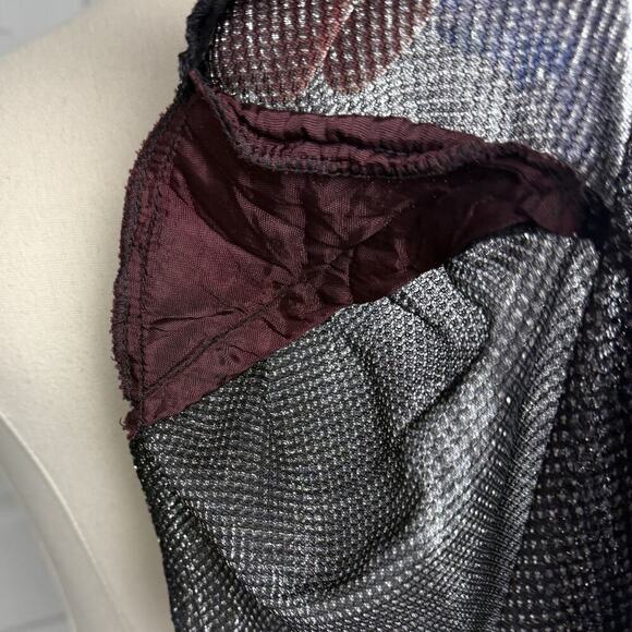 VTG Metallic Sheer Mesh Blazer Women S/M Black Glitter Party Club Rave NYE Chic - Picture 10 of 13